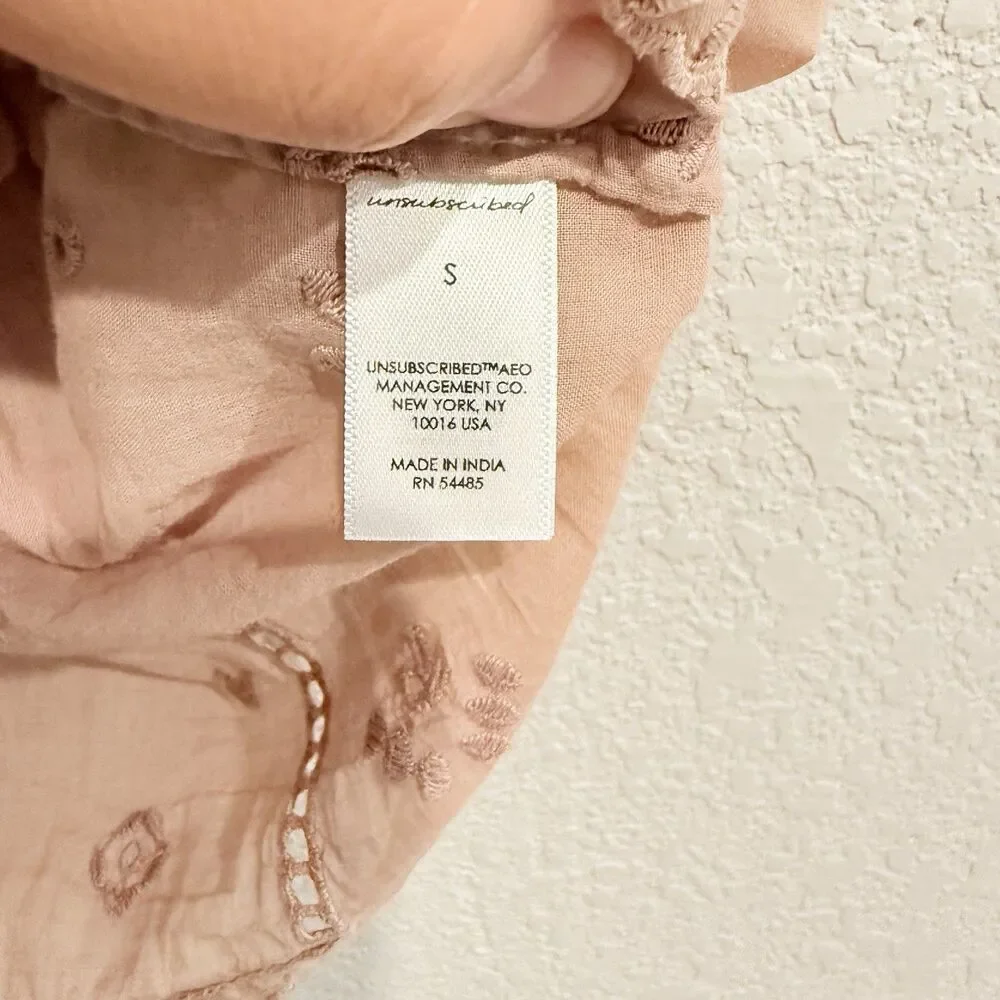 Unsubscribed Pink Eyelet Cami Tank Top Sleeveless Cotton Boho Casual Festival - Picture 5 of 8